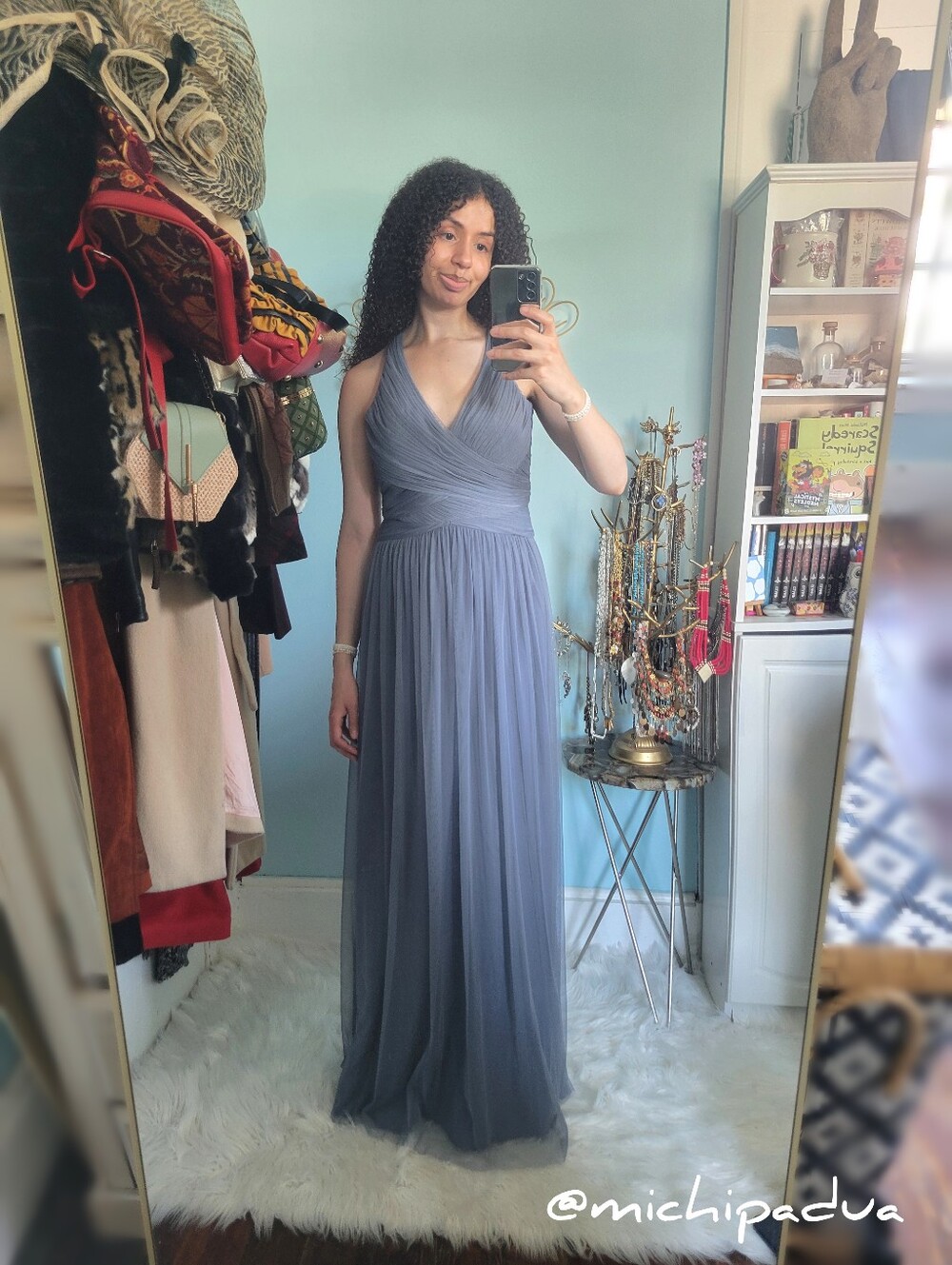 Anthropologie BHLDN Hitherto Misty Blue Gown With Ruched Tulle Bodice